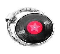 GAROZATION Vintage Vinyl Record Keychain with Cabochon Pendant Metal Music Key Ring Creative Hanging Ornament for Men and Women Backpack and Bag Decoration