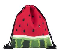 GAROZATION Watermelon Print Drawstring Bag 3d Digital Print Sports Backpack Pouch for Travel, Beach, Gym Storage with Phone and Document Holder
