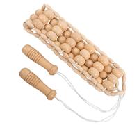 GAROZATION Wood Back Massager Strap with Comfortable Grip and Adjustable Intensity, Hand Held Wooden Massage Tool for Waist and Shoulders, for Home Use and Personal Massages