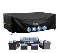 GARPROVM Garden Furniture Cover, Table Cover 600D Heavy Duty Oxd Polyester Outdoor Patio Rectangular Windproof,Waterproof&Anti-UV Chair and Rattan Sofa 242X162X100cm, Black (keorsDE121346)