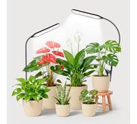 Garpsen Grow Light, 6000K Full Spectrum Plant Light with Timer 6/12/16Hrs, Rectangular Grow Lamp with Clip & Gooseneck for Indoor Plants, 3 Spectrums and 5 Dimmable, 2Pack