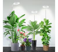 Garpsen Halo Grow Light, Full Spectrum Plant Light with Gooseneck, 3 Colors Modes and 5 Dimmable Levels, 6/12/16H Timer, 65'' Height Adjustable Grow Lamp for Large Plants(3Pack)-White