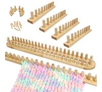Garqitwan 63" Chunky Knitting Blanket Loom, 6PCS Thick Wooden Blanket Loom for Chunky Yarn, Chunky Blankets Loomss Adjustable Size Crochet Frame, Hand Knitting Tools for Thick Yarn Beginner Friendly
