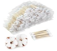 Garrelett 1000 Count Bamboo Cotton Swabs - Individually Wrapped 5ct Packs (200 Total) Double Round Tips, for Family Daily Care Makeup Travel Personal Grooming, Portable Compact Storage, Sustainable