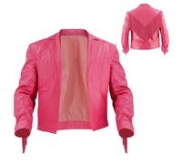 Garrett Garrison Costume Mens Faux Leather Western Cowboy Jacket Garbage Man Garrison Cosplay Halloween Jacket, Pink, M