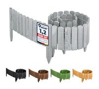Garronda GD-0046 Flower Bed Edging Wooden Roll Fence Impregnated Flexible Rolling Border Lawn Edging Palisade Enclosure for Garden Length 200 cm Grey Height 10 cm