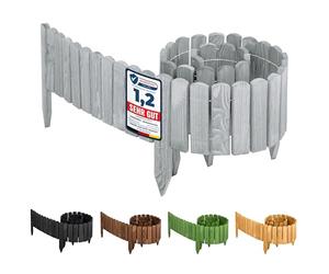 Garronda GD-0046 Flower Bed Edging Wooden Roll Fence Impregnated Flexible Rolling Border Lawn Edging Palisade Enclosure for Garden Length 200 cm Grey Height 10 cm