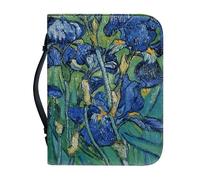 Garronmavis Artistic Irises Zippered Bible Case for Women Men Van Gogh Bible Carrier Bible Impressionism Painting Holder Bags - XL