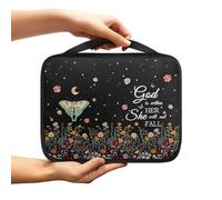 Garronmavis Bible Case for Women Black Night Garden Bible Study Supplies Bible Cover Case for Women, Lightweight Large Bible Cover Bag with Handle, Bible Carrying Case for for Church, Travel