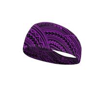 Garronmavis Bohemia Purple Stripes Wide Headbands for Women, Boho Stripe Workout Head Wraps, Geometric Pattern Stretch Hair Wraps