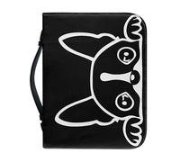 Garronmavis Boston Terrier Women's Bible Cover Cute Puppy Dog Bible Bag with Pockets Line Drawing Bible Case for Pilgrimage - XL