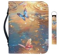 Garronmavis Butterfly Oil Painting Bible Case with Handle & Keychain, Morpho Vortex Bible Bag, Butterflies Art Protective Bible Bags - M