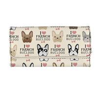 Garronmavis Cartoon Boston Terrier Womens Bone Heart Dog Wallet PU Leather Phone Clutch with Zipper Pet Lovers Ladies Card Clutch