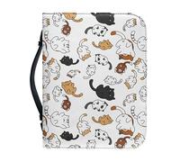 Garronmavis Cartoon Cats Bible Cover Books Book, Cute Kitten Painting Bible Holder, Line Drawing Bible Cases for Worship - 2XL