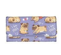 Garronmavis Cartoon Pug Dog Women's Wallet Hearts Dogs Large Capacity Holder Ladies Insect Art Clutch Stylish Phone Clutch
