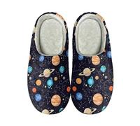 Garronmavis Constellation Planets Women's Slippers, Cosmic Space Fashion Winter Slipper, Starry Painting Adult Warm Home Shoes 8.5-9