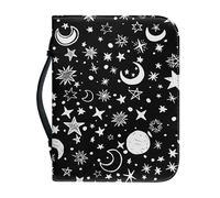 Garronmavis Moon Star Sun Planets Zippered Bible Case for Women Galaxy Outer Space Bible Cover Celestial Body Bible Holder Bags - M