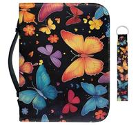 Garronmavis Morpho Butterfly 2PCS Bible Cover Case for Girl Mom Colorful Papilio Bible Tote Bag Butterflies Art Bible Accessories - M