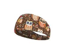 Garronmavis Plants Mandala Owls Wide Headbands for Women, Owl Painting Fashion Yoga Headband, Animal Arts Workout Head Bands
