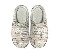 Garronmavis Retro Musical Notes Women's Slipper, Music Score Flannel Bedroom Shoes, Song Staffs Slippers with Wide Widths 6-6.5