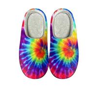 Garronmavis Spiral Rainbow Women's Slippers, Tie-Die Painting Fashion Winter Slipper, Aesthetic Painting Adult Warm Home Shoes 6-6.5