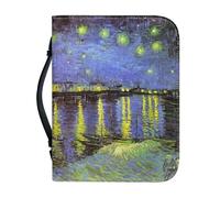 Garronmavis Starry Night Over The Rhone Men-Bible Cover Van Gogh Stylish Books Bag Impressionism Painting Church Study Book Covers - L