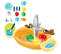 Garrrdenfurni Play Sink with Running Water, Pretend Play Kitchen Pretend Toys Automatic Circulating Water Toy Sink for Kids Toddlers Boys Girls, 10x16x8in Table with Running