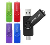 GARRULAX USB Flash Drive,2 in 1 OTG Type C USB 2.0 Rotatable Memory Stick Date Storage Pendrive Thumb for Android Smartphones, MacBook, Tablets, PC (Mix Color, 16GB)