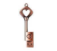 GARRULAX USB Flash Drive, 64GB Memory Stick Retro Metal Love Heart Key Shaped Thumb Drive (32GB, Heart Key)