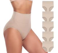 Garseam Women's Briefs Underwear High Waist Full Coverage Panties, Ladies Light Tummy Control Postpartum Underpants 5 Pack