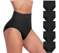Garseam Women's Briefs Underwear High Waist Full Coverage Panties, Ladies Light Tummy Control Postpartum Underpants 5 Pack