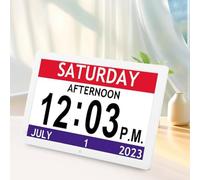 Garsent 10 Inch Clock with Day and Date for Elderly, Large Display Digital Clocks 12 Alarm Reminders, Large Font Alzheimer's Clock Alarm Clocks for Seniors Dayclock