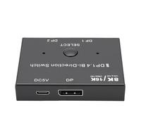 Garsent 16K Bidirectional DisplayPort 1.4 Switcher for High Resolution 4K 240Hz Gaming PC, TV, Aluminum Alloy