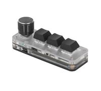Garsent 3 Keys Macro Mechanical Keypad with 1 Knob, One Handed Programmable Keypad, BT Connection, Blue Switch, USB RGB Customized Mini Pad for Work Rhythm Games