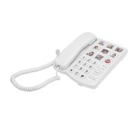Garsent Big Buttons Phone, 9 Pictured Big Buttons and One Click Dialing, Adjustable Ringer Sound, Corded Landline Telephone for Visually Impaired Seniors Old People