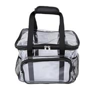 Garsent Clear PVC Lunch Bag with Adjustable Shoulder Strap, Large Capacity See Through Lunch Carry Bag for Snacks Box Water Bottle, Heavy Duty Transparent Tote for