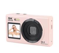 Garsent Digital Camera, 5K 80MP Dual Screens Camera with 18X Digital Zoom, Compact Vlogging Camera for Teens, Stylish Beginner Camera for Youth, 32GB Card & Battery (Pink)