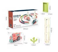 Garsent Funny Domino Building Blocks Set Auto Drop Educational Toy, Realistic Sound Effect, for Children's Logic Thinking, Plastics Material (Pink)