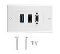 Garsent USB Wall Socket, 3 in 1 3 Ports VGA HDMI USB3.0 Socket Wall Mount Panel Audio Video Composite Module.