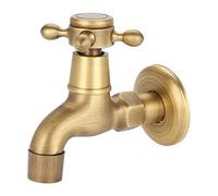 Garsent Water Faucet, Wall Mounted Vintage Solid Brass Faucet Single Cold Water Tape Faucet for Kitchen, Bathroom, Sink, Mop Pool, etc.(Short)