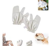 Garshana Gloves,Raw Silk Massage Gloves,ayurveda garshana Gloves, Silk Exfoliating Shower Gloves,for Face, Body and Hands (2 Packs)