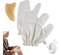 Garshana Gloves Raw Silk Massage Gloves Ayurvedic Massage, Natural Raw Silk Gloves Garshana with Elastic Wrist Bands, Ayurvedic Dry Brushing Gloves Tool for Body and Face Exfoliating Skin (2PCS)