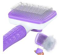 Garstor Dog Cat Brush Comb for Shedding and for Indoor Cats, Self Cleaning Pet Brush for Grooming Long Short Haired, Rabbit Remove Loose Fur and Undercoat