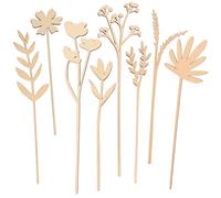 Gartely Wood Birth Flower Wooden Wildflowers Stems Bouquet - 8 Laser Cut Flowers for Memorial Home Decor, Mom's Birthday Gift, Grandma Gift - Paintable Floral Arrangements