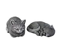 gartendekoparadies.de 2 cats in a set, antique, stone figure, H. 17/11 cm, 13 kg, multi-colored, frost-proof made of cast stone for outdoor use
