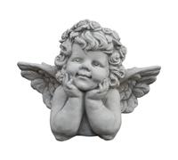 gartendekoparadies.de Angel bust with wings for grave, stone figure H. 31 cm, 15 kg, gray, frost-proof made of cast stone for outdoor use