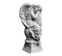 gartendekoparadies.de Angel on pedestal, stone figure H. 42 cm, 12 kg, gray, frost-proof made of cast stone for outdoor use