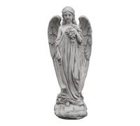 gartendekoparadies.de Angel with wings for grave, stone figure H. 57 cm, 13 kg, gray, frost-proof made of cast stone for outdoor use