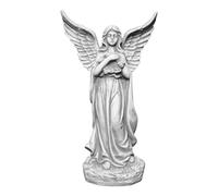 gartendekoparadies.de Angel with wings grave angel, stone figure H. 47 cm, 7 kg, gray, frost-proof made of cast stone for outdoor use