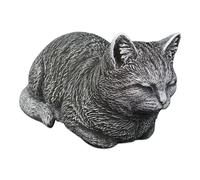 gartendekoparadies.de Antique lying cat, stone figure, H. 17 cm, 8.5 kg, multi-colored, frost-proof made of cast stone for outdoor use